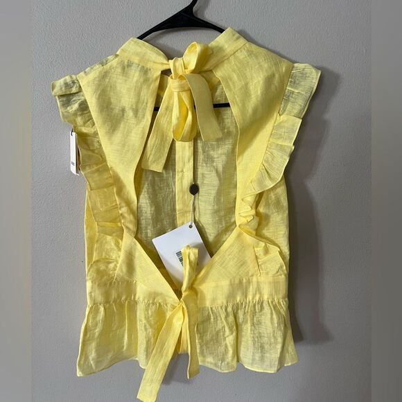 Sandro Backless Ruffled Top Sleeveless Yellow - M - Picture 10 of 15